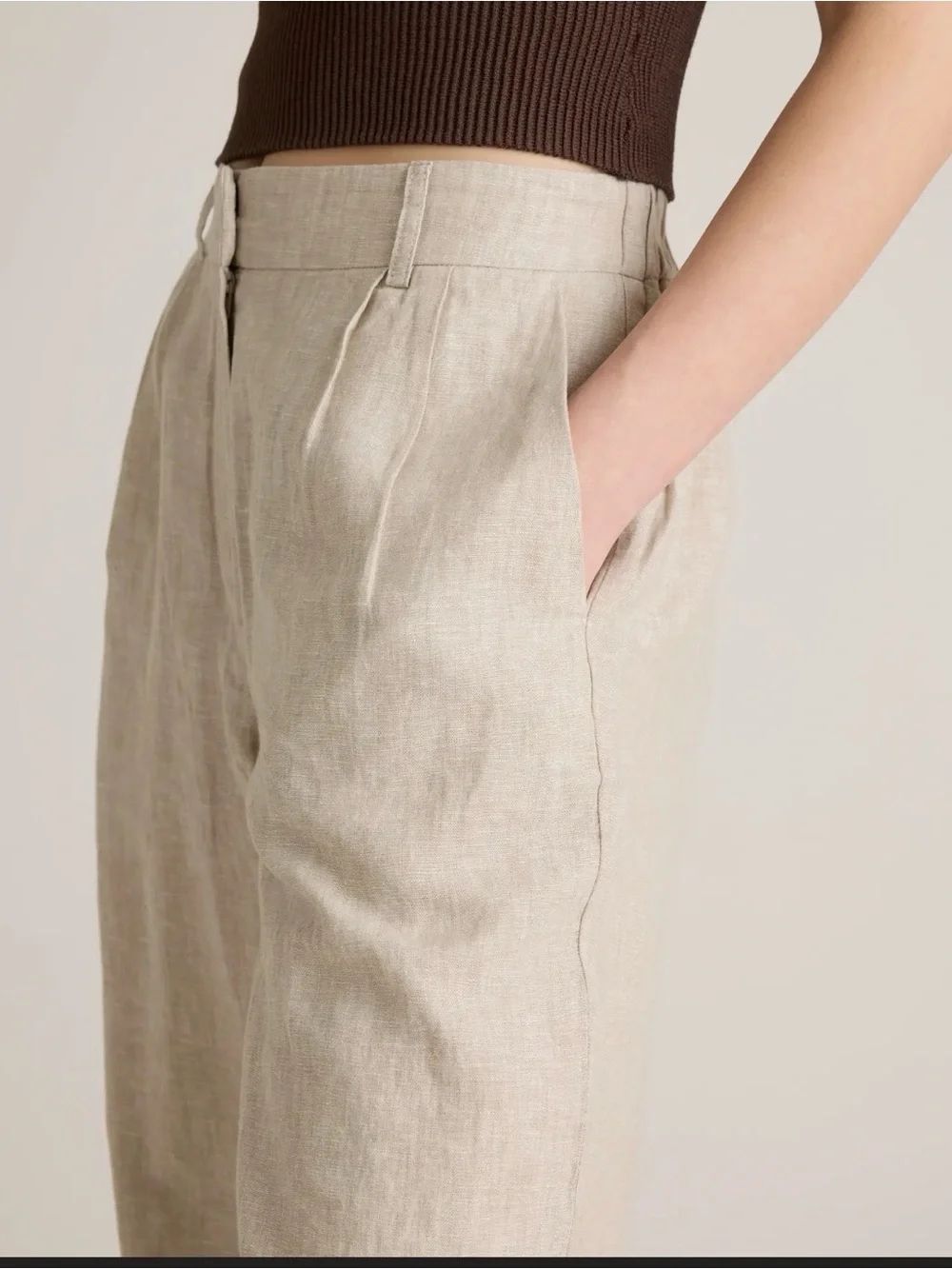 Quince 100% European Linen Pleated Trousers  Flax sz 12- petite